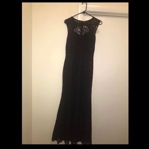 Black flower pattern prom/ formal dress